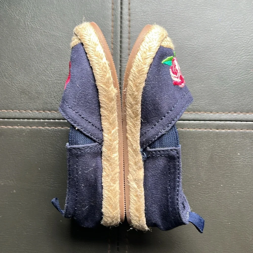 Baby GAP | Navy Blue With Embroidery Roses Pink Green Espadrilles Size 5